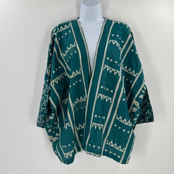 Marketplace of India Women S-L Teal Blue Boho Lightweight Silk Cotton Jacket - Picture 1 of 9